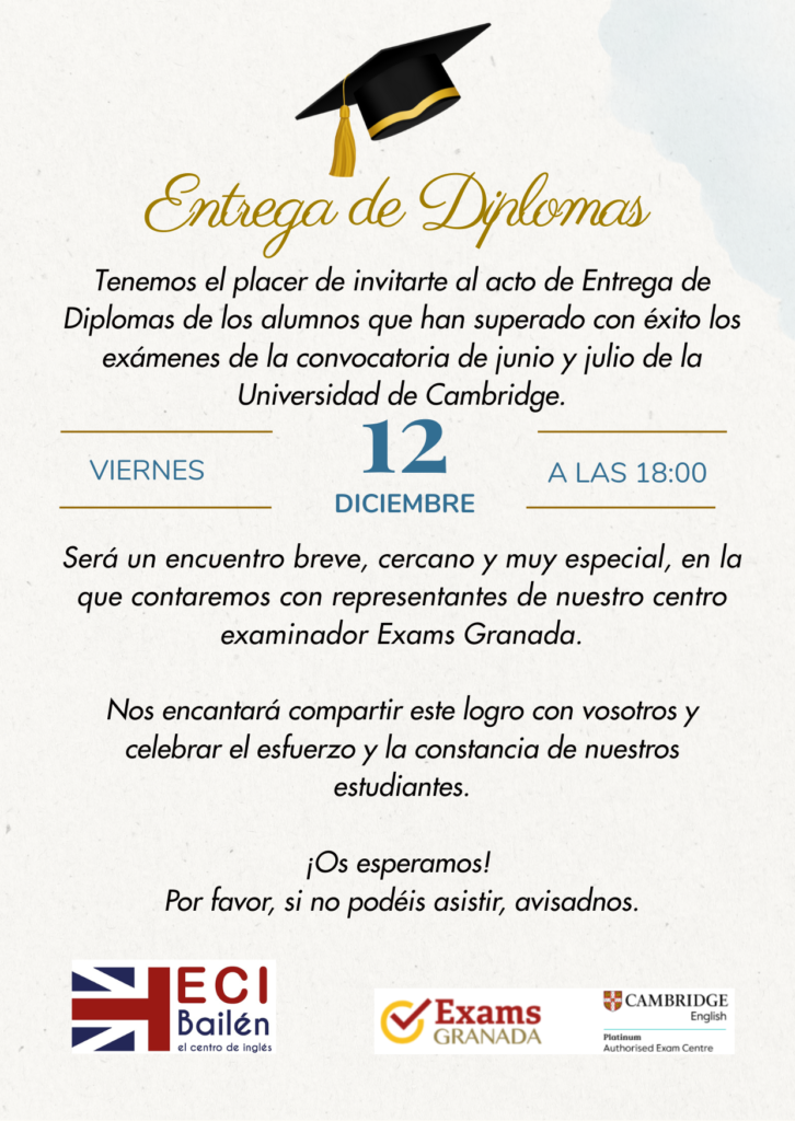 Primer acto de entrega de diplomas en ECI Idiomas Bailén 🎓✨